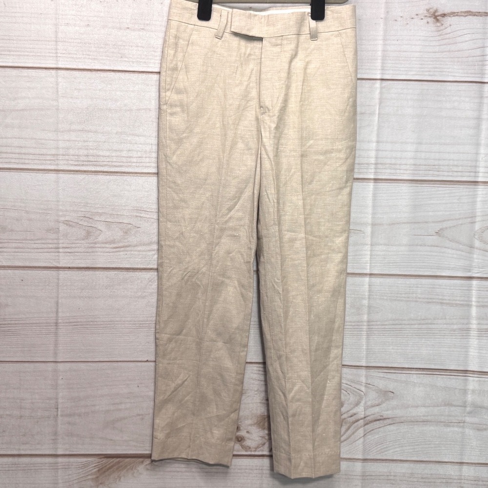 Calvin Klein Beige Linen Blend Flat Front Dress Pants Boys Size 8 Regular